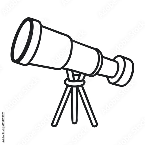 Cartoon Illustration of a Telescope on a Tripod for Stargazing Activities