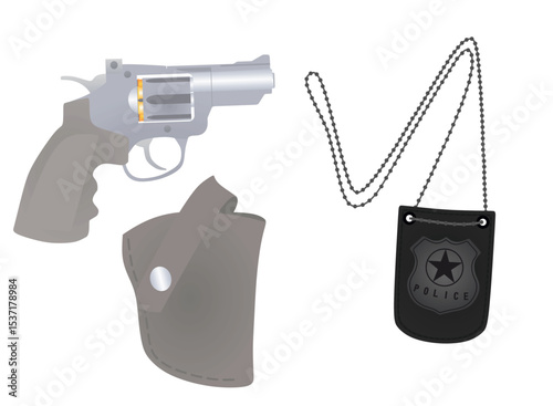 Police inspector set. vector illustration	
