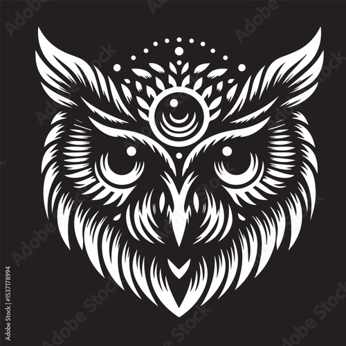 owl eye logo, editable vector image