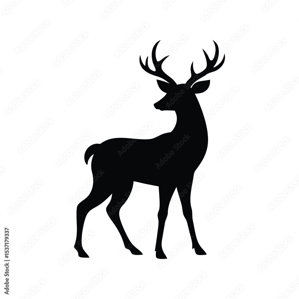 Obraz premium Wild deer in natural standing pose Vector illustration