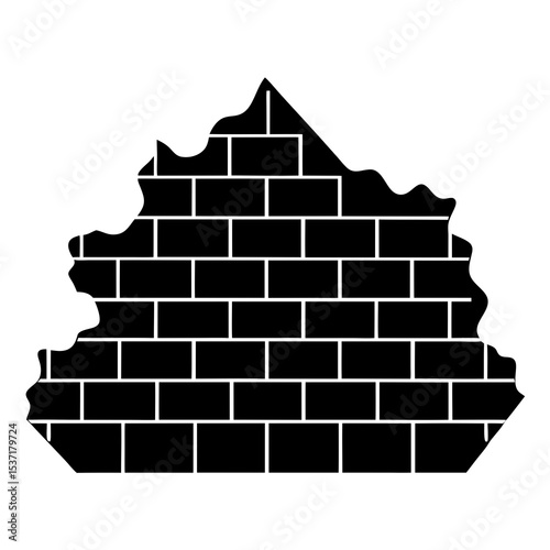 Brick wall in progress silhouette