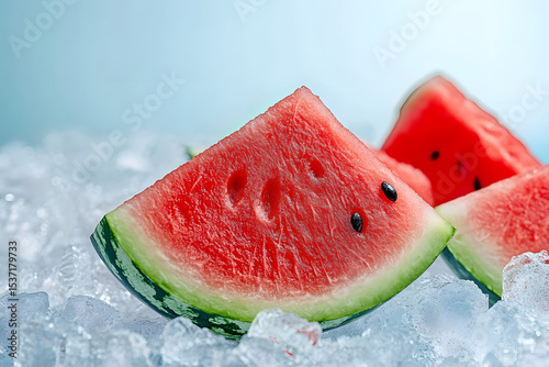 ripe fresh watermelon on ice