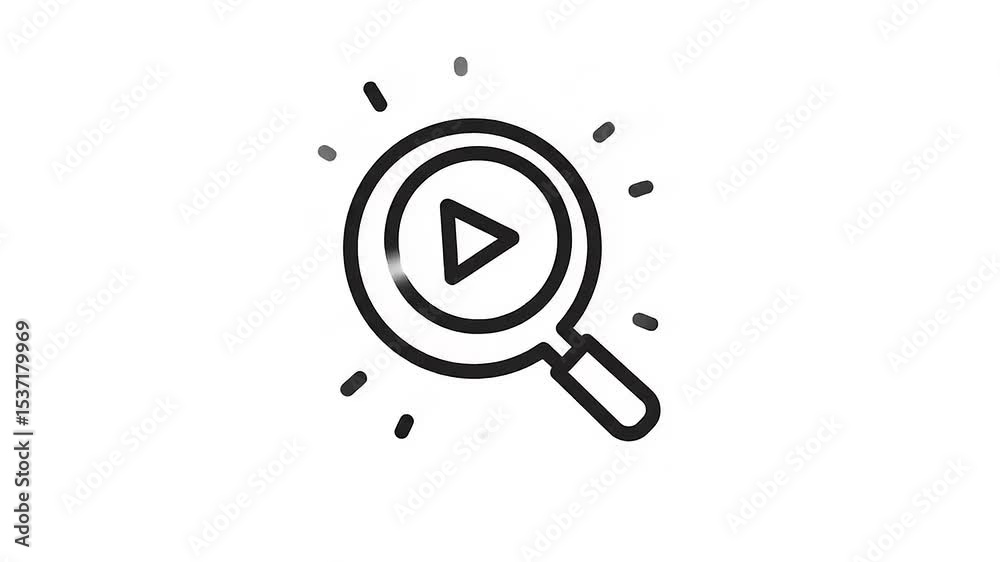 Abstract magnifying glass symbol on a blank white background, ideal for search and exploration themes