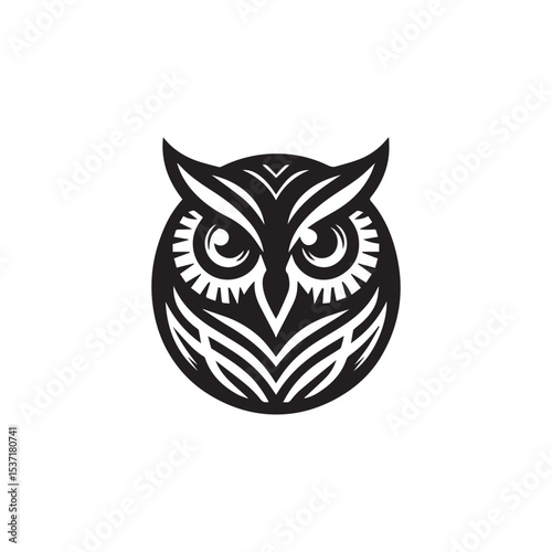 owl eye logo, editable vector image