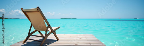 beach chair positioned floating dock crystal clear