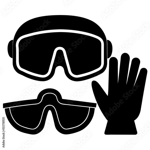 Safety goggles and gloves silhouette