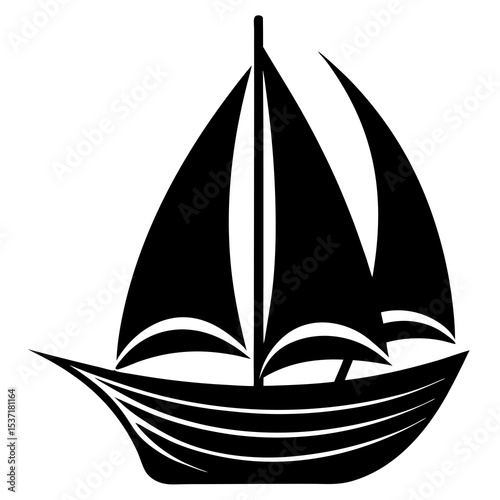 Sailboat with wind sail silhouette