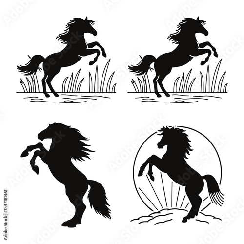 Elegant Horse Silhouettes Stallion Designs for Art & Decoration