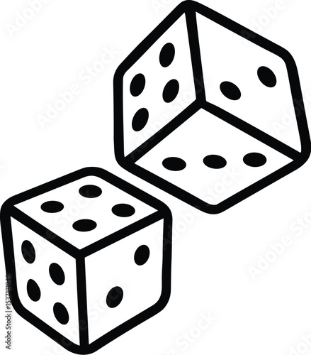 Pair of dice vector black silhouette print design