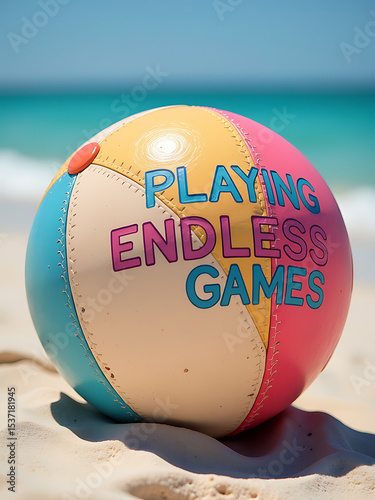 beach ball painted message summer vacation playing endless beach