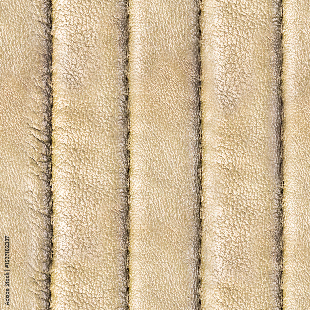 Obraz premium Seamless 4k photo texture material of quilted beige colored leather with seams.