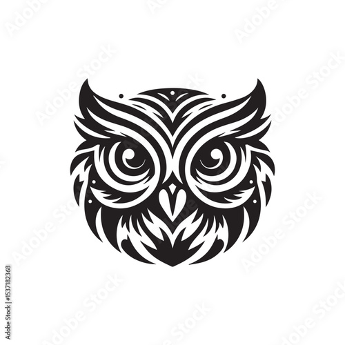 owl eye logo, editable vector image