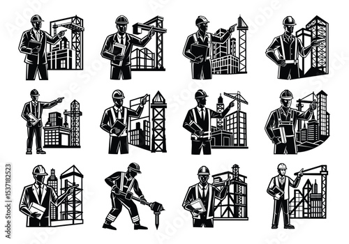 silhouette construction vector