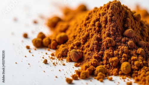 Close-up of a brown powder, highlighting its texture and fine grain A stark, clinical image representing the raw, unadulterated nature of the substance , harmful, methamphetamine