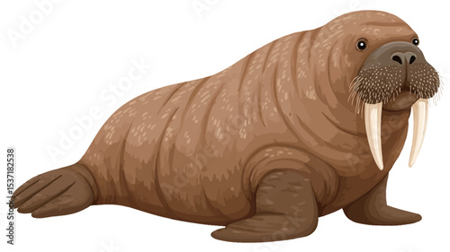 A digital illustration depicting a walrus in a side profile view. The walrus is rendered in a cartoonish style, with a light brown color palette and visible wrinkles and folds in its skin.