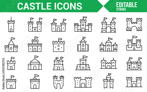 Set of Castle and Fortress Illustrations for Medieval Architecture Projects