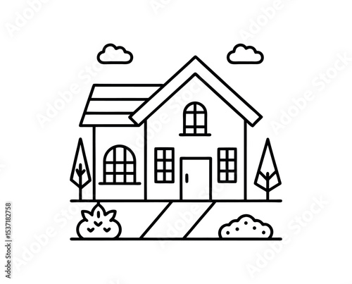 Simple house line art silhouette