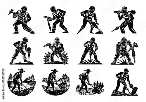 silhouette construction vector