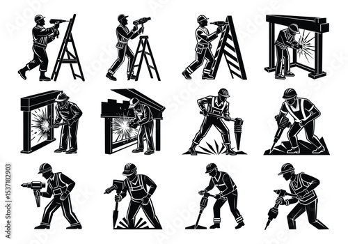 silhouette construction vector