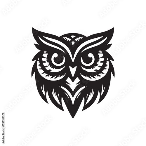 owl eye logo, editable vector image