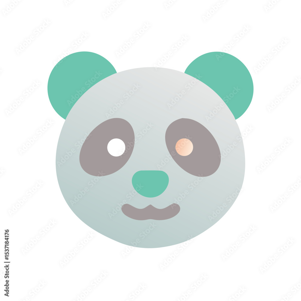 Cartoon panda face in playful colors with soft features Cartoon panda face in playful colors with soft features