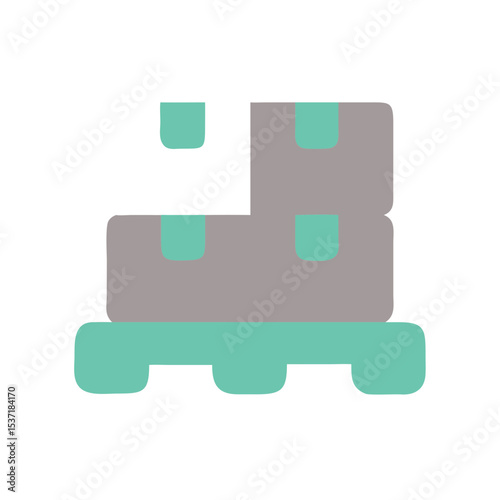 Abstract representation of stacked boxes on a pallet in simple style  