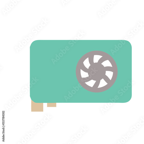 Graphic card with cooler in flat design 