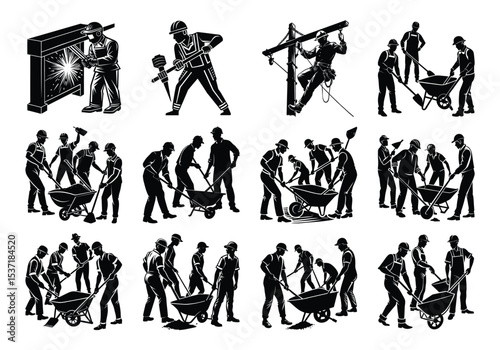 silhouette construction vector
