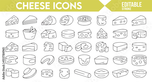 Vector Icons for Cheese Types for Gourmet and Culinary Designs