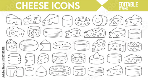Cheese Wedge, Slice, and Wheel Icons in Editable Vector Format