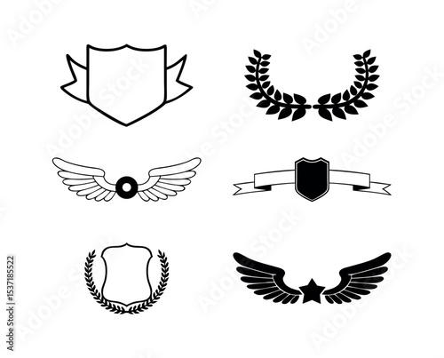 Set of heraldic emblems silhouette