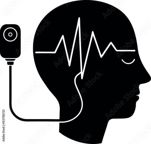 human head silhouette with a brain