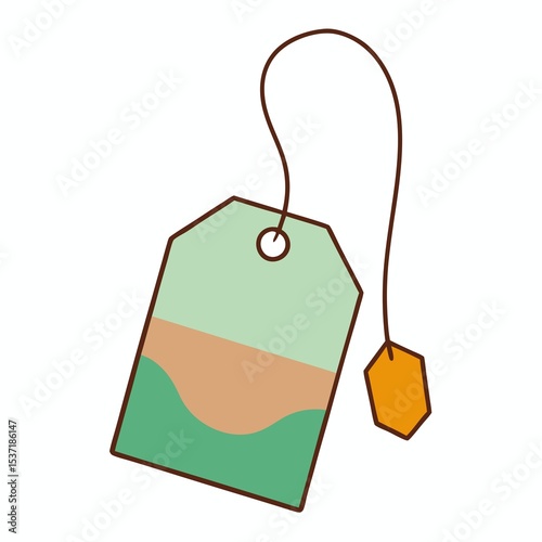 Cartoon herbal beverage bag for hot drinks illustration on white background