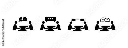 interview icon vector illustration. interview icon in black style - stock vector.