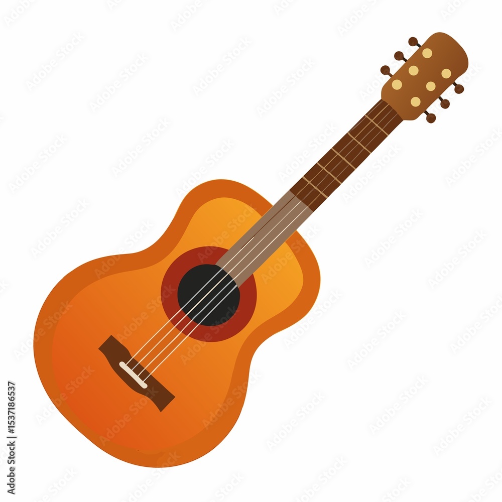 Fototapeta premium Acoustic musical instrument guitar vector graphic on white background