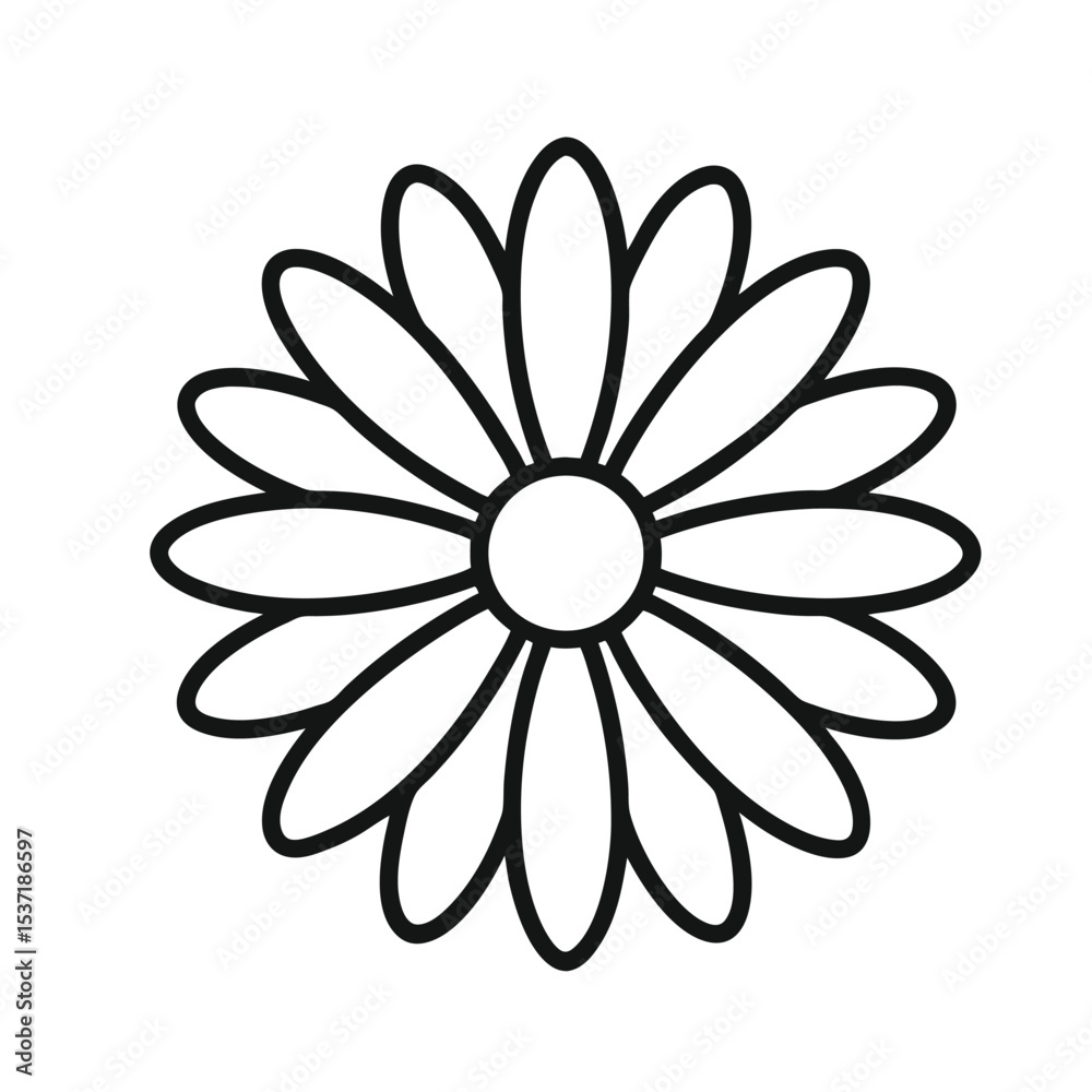 Fototapeta premium Botanical Daisy Flower Line Art Vector