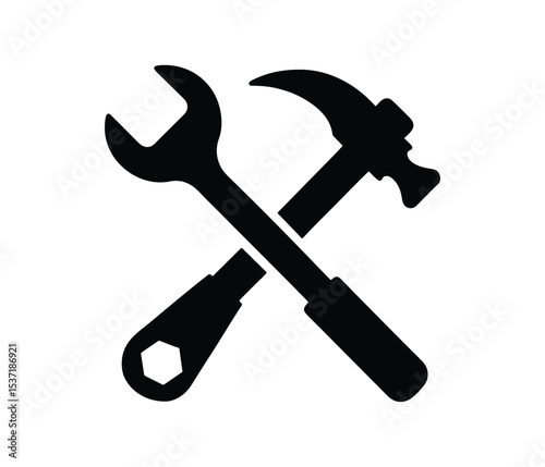 Black Silhouette Tools Clipart Illustration, Industrial Repair Tools Vector Design, Hand Tools Symbol in Black Outline,