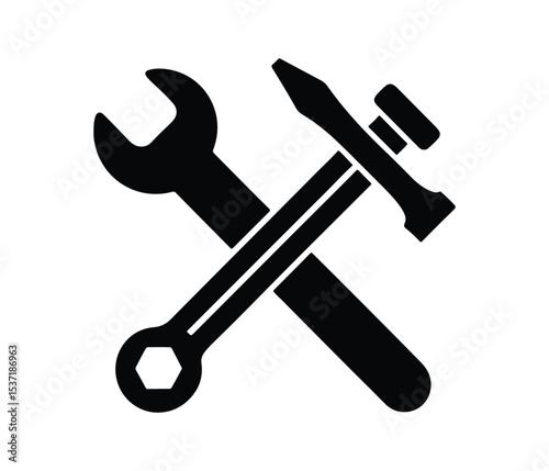 Black Silhouette Tools Clipart Illustration, Industrial Repair Tools Vector Design, Hand Tools Symbol in Black Outline,