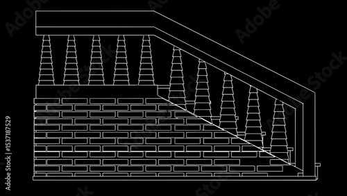 Staircase Balustrade Designs 2D vector
