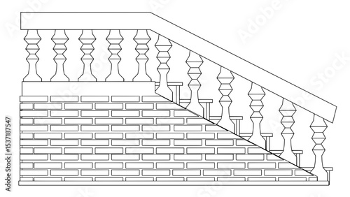 Staircase Balustrade Designs 2D vector
