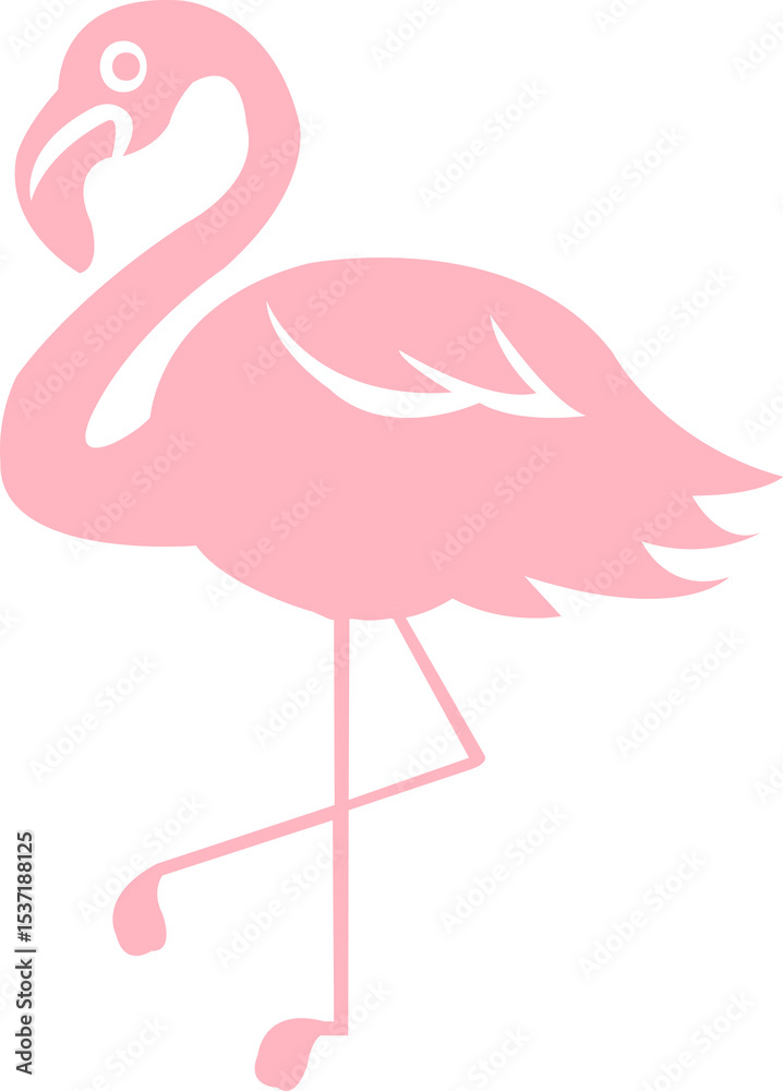 Obraz premium Flamingo clip art design on plain white transparent isolated background for sign, decal, card, shirt, hoodie, sweatshirt, apparel, tag, mug, icon, poster or badge