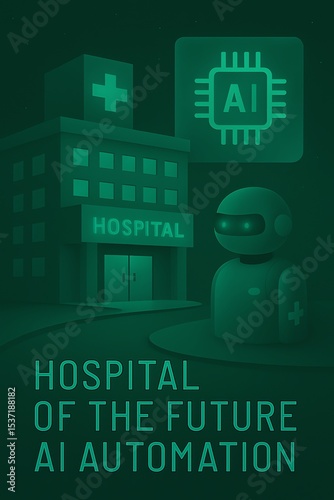 Futuristic hospital concept featuring ai robot and medical technology automation design
