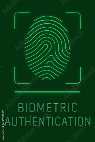 Green biometric fingerprint authentication concept illustration representing security and technology