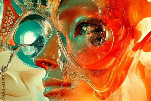 Strange perception. Dreamlike perception. Problem with perception. Hallucination - due to mdma: abstract image of well-being. Metaphorical mdma perceptions of a mental illusion. Floating lig.