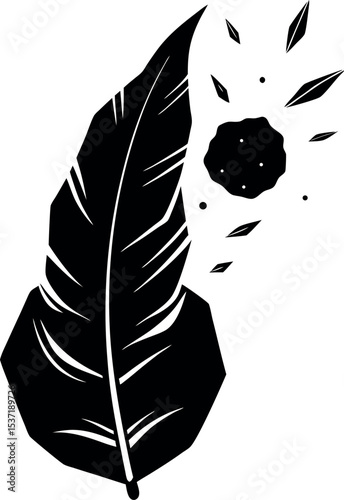 feather and ink silhouette vector on a transparent background