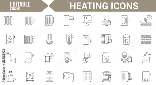 Icons for Home Comfort and Heating Systems in Editable Vector Style