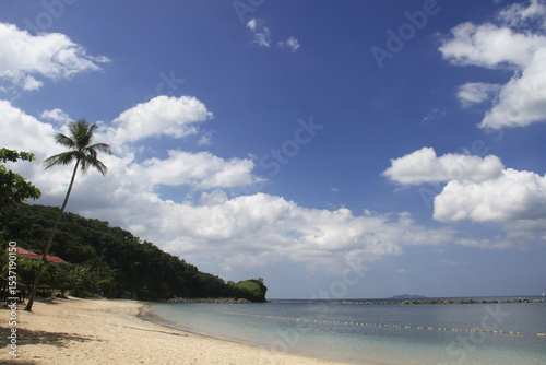 Beautiful white sandy beach at Nasugbu Bay in Philippines.