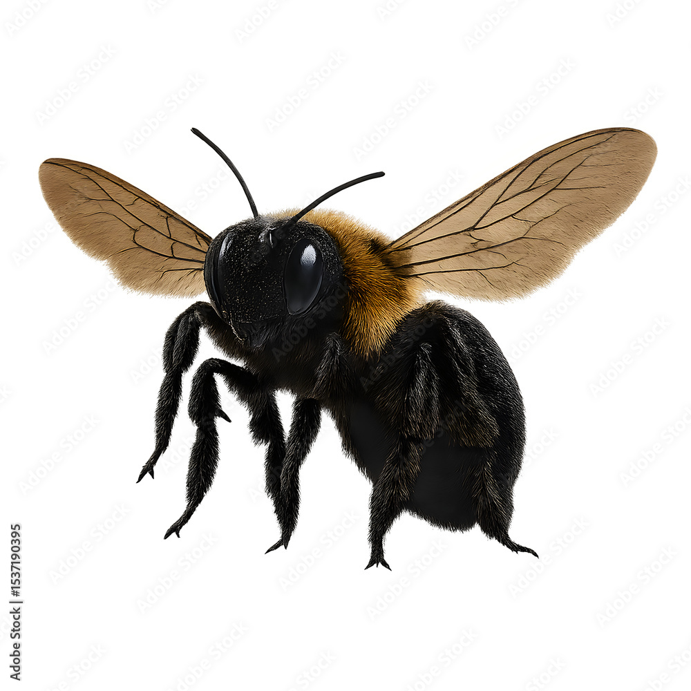 Fototapeta premium Close-up of a Fuzzy Bumblebee in Flight