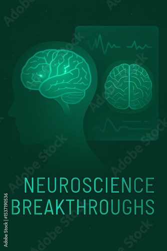 Neuroscience breakthroughs depicting brain activity and neurological research on a green background