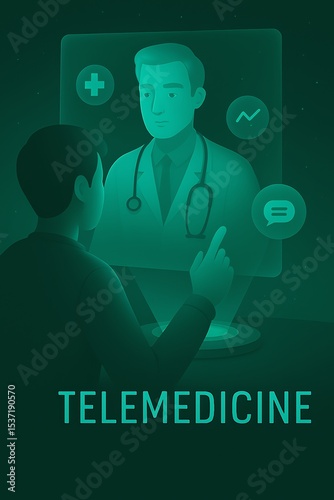 Patient consulting a doctor via telemedicine with modern technology healthcare illustration